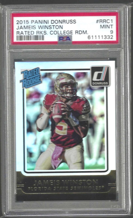 JAMEIS WINSTON 2015 DONRUSS SILVER FOIL COLLEGE REDEMPTION SP RC #1 PSA 9 POP 11