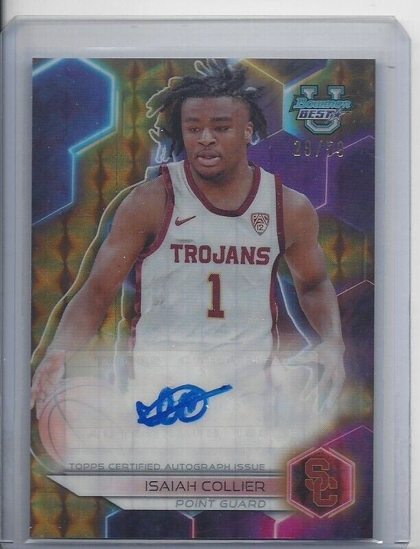 ISAIAH COLLIER 2023 BOWMAN'S BEST UNIVERSITY GOLD GEOMETRIC REFRACTOR AUTO /50