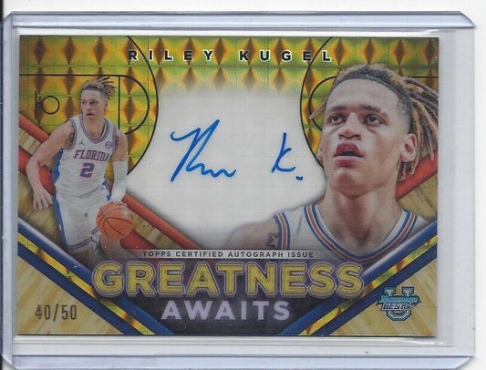 RILEY KUGEL 2023 BOWMAN BEST GREATNESS AWAITS GOLD GEOMETRIC REFRACTOR AUTO /50