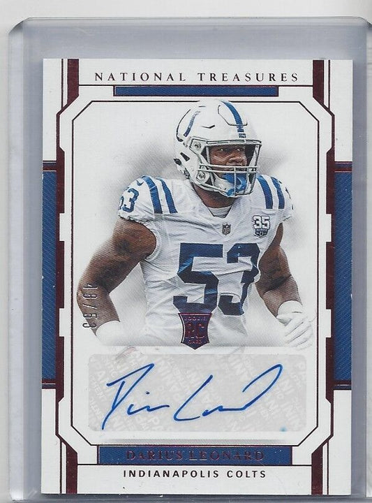 DARIUS SHAQ LEONARD 2018 NATIONAL TREASURES RED JERSEY # ROOKIE AUTO RC #D 48/53