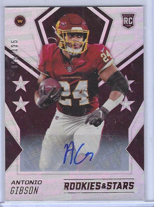 ANTONIO GIBSON 2020 PANINI ROOKIES & STARS LONGEVITY RED FOIL AUTO RC #D 99/125