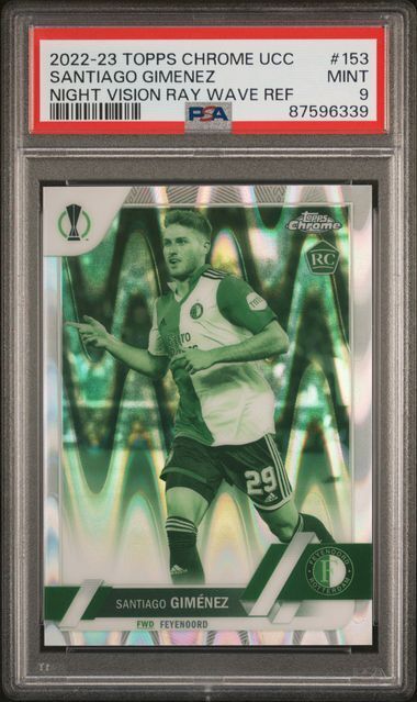 SANTIAGO GIMENEZ 2022-23 TOPPS CHROME NIGHT VISION REFRACTOR RC /225 PSA 9 MINT