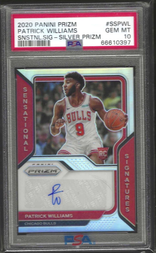 PATRICK WILLIAMS 2020-21 PANINI PRIZM SILVER PRIZM AUTO RC PSA 10 GEM MINT POP 6