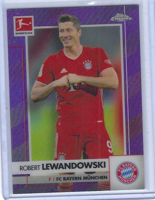 ROBERT LEWANDOWSKI 2020-21 TOPPS CHROME BUNDESLIGA PURPLE REFRACTOR #D /299