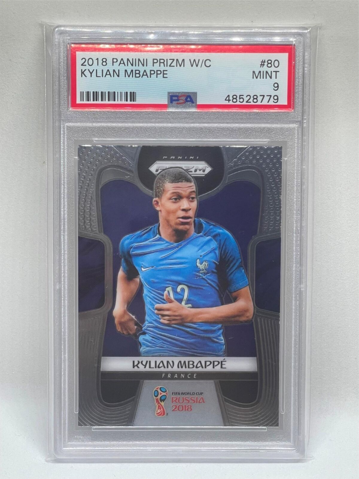 KYLIAN MBAPPE 2018 PANINI PRIZM WORLD CUP #80 ROOKIE RC PSA 9 MINT