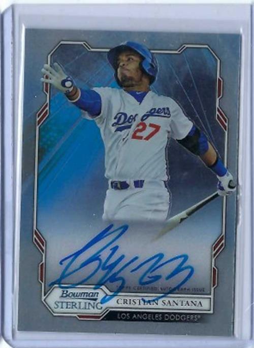 CRISTIAN SANTANA 2019 TOPPS BOWMAN STERLING ON CARD AUTO PROSPECT #BSPA-CSA