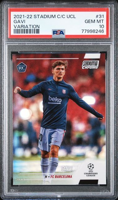 GAVI 2021-22 TOPPS STADIUM CLUB CHROME UCL VARIATION REFRACTOR SSP RC #31 PSA 10