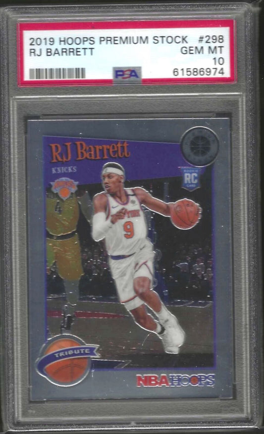 RJ BARRETT 2019-20 PANINI HOOPS PREMIUM STOCK TRIBUTE RC #298 PSA 10 GEM MINT