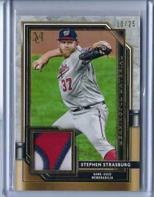 STEPHEN STRASBURG 2021 MUSEUM COLLECTION MEANINGFUL MATERIAL GOLD PATCH #D 10/25