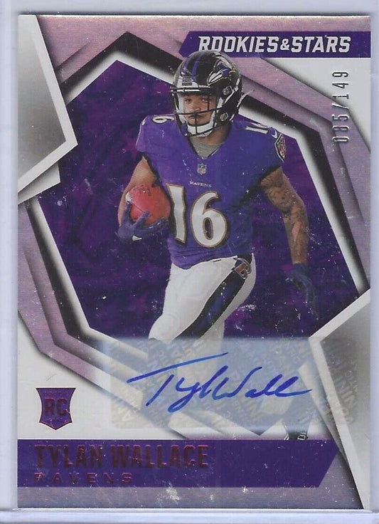 TYLAN WALLACE 2021 PANINI ROOKIES & STARS LONGEVITY RED FOIL AUTO RC #D 085/149