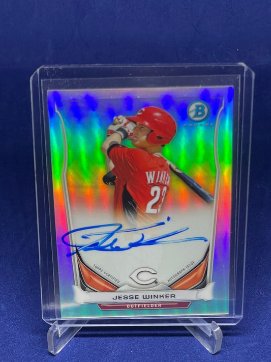 JESSE WINKER 2014 BOWMAN CHROME REFRACTOR ON CARD AUTO PROSPECT #D 357/500