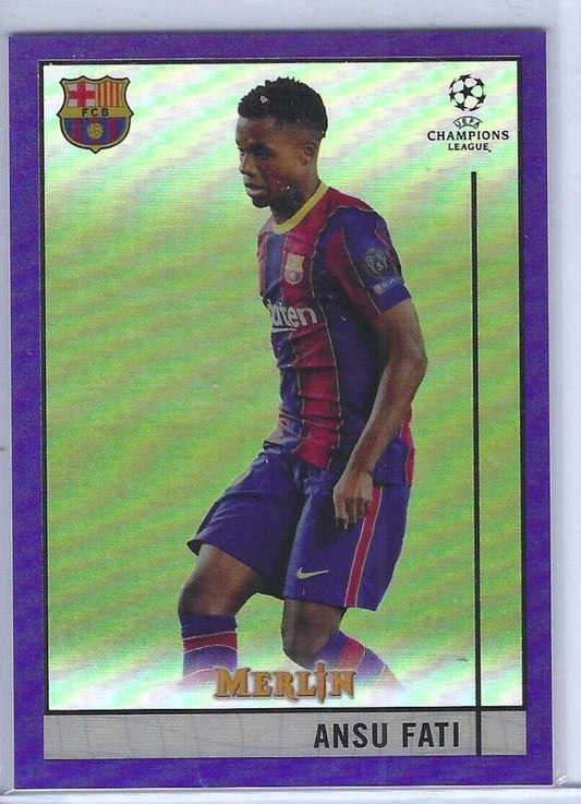 ANSU FATI 2020-21 TOPPS MERLIN UEFA PURPLE REFRACTOR #D 110/299