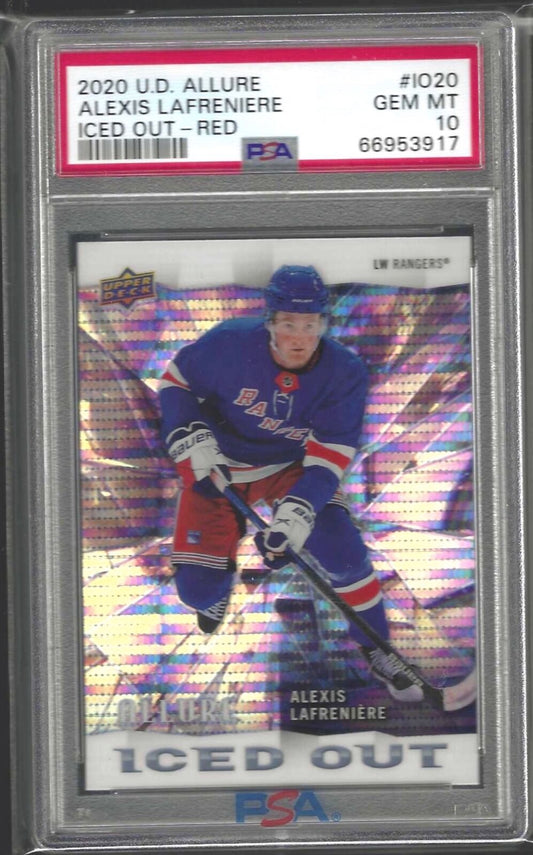ALEXIS LAFRENIERE 2020-21 UD ALLURE ICED OUT RED RC #20 PSA 10 GEM MINT POP 4