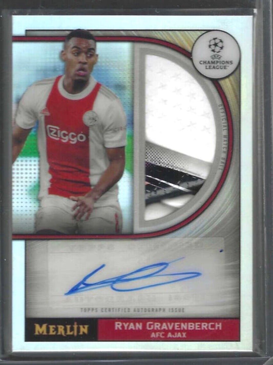 RYAN GRAVENBERCH 2021-22 TOPPS MERLIN REFRACTOR MATCH BALL PATCH AUTO #MB-RG
