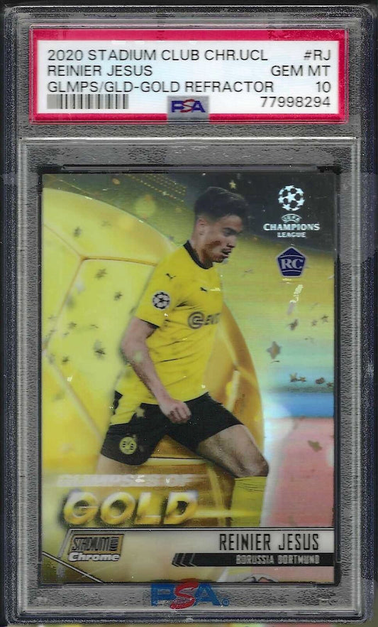 REINIER JESUS 2020 STADIUM CLUB GLIMPSES OF GOLD REFRACTOR RC /50 PSA 10 POP 2