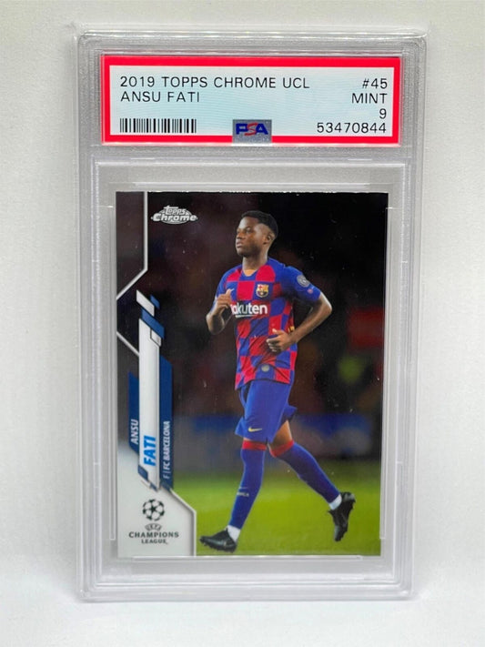 ANSU FATI 2019 TOPPS CHROME UEFA CHAMPIONS LEAGUE #45 ROOKIE RC PSA 9 MINT