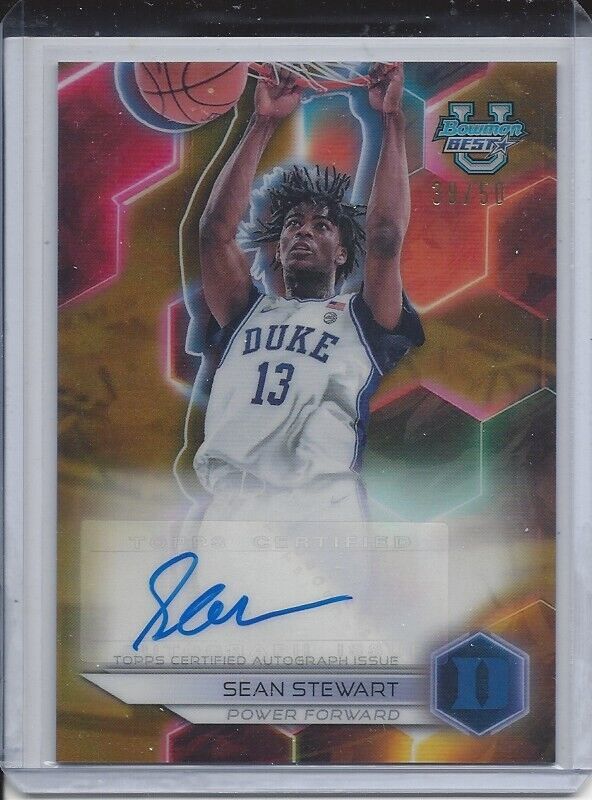 SEAN STEWART 2023 BOWMAN'S BEST UNIVERSITY GOLD REFRACTOR AUTO #D 39/50
