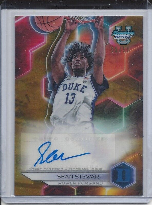 SEAN STEWART 2023 BOWMAN'S BEST UNIVERSITY GOLD REFRACTOR AUTO #D 39/50