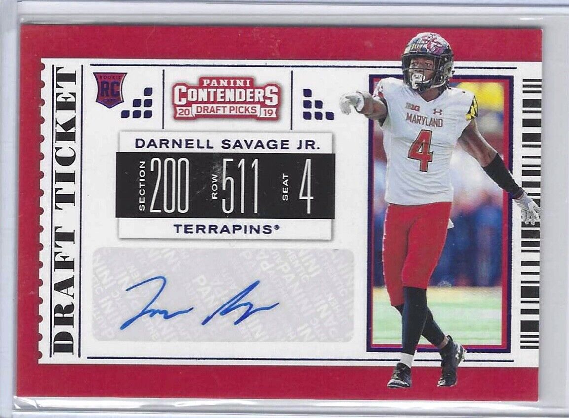 DARNELL SAVAGE JR 2019 PANINI CONTENDERS DRAFT PICKS DRAFT TICKET AUTO RC #300
