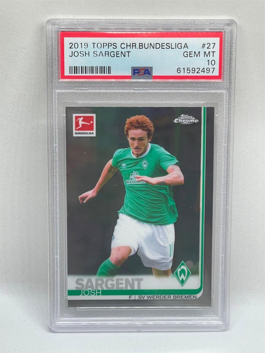 JOSH SARGENT 2019 TOPPS CHROME BUNDESLIGA #27 ROOKIE RC PSA 10 GEM MINT