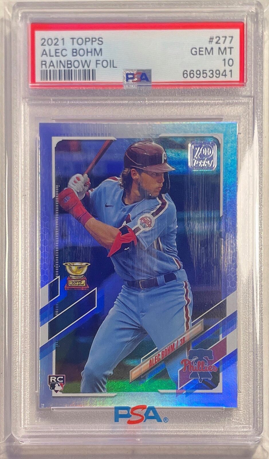 ALEC BOHM 2021 TOPPS RAINBOW FOIL ROOKIE RC #277 PSA 10 GEM MINT