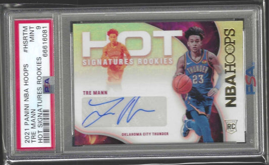 TRE MANN 2021-22 PANINI NBA HOOPS HOT SIGNATURES AUTO RC PSA 9 MINT POP 1/1