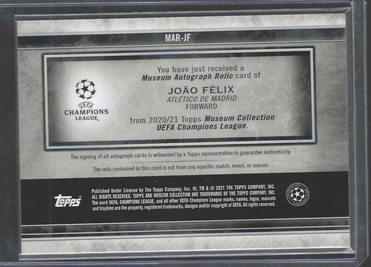 JOAO FELIX 2020-21 TOPPS MUSEUM COLLECTION UEFA SILVER PATCH AUTO #D 10/50