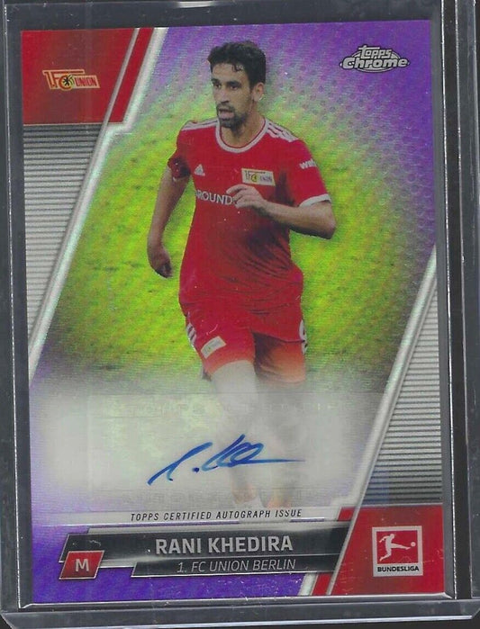 RANI KHEDIRA 2021-22 TOPPS CHROME BUNDESLIGA PURPLE REFRACTOR AUTO #D 033/199
