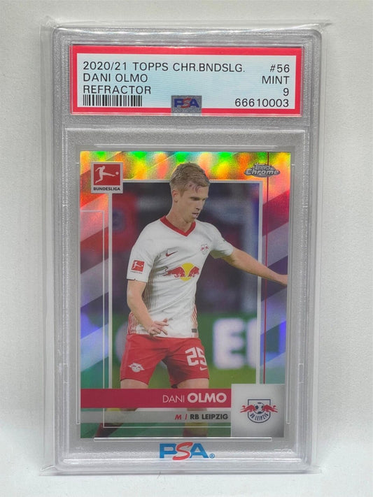 DANI OLMO 2020-21 TOPPS CHROME BUNDESLIGA ROOKIE REFRACTOR RC #56 PSA 9 MINT