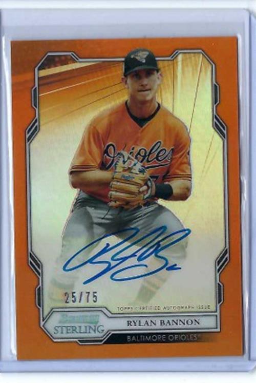 RYLAN BANNON 2019 TOPPS BOWMAN STERLING ORANGE REFRACTOR ON CARD AUTO #D 25/75