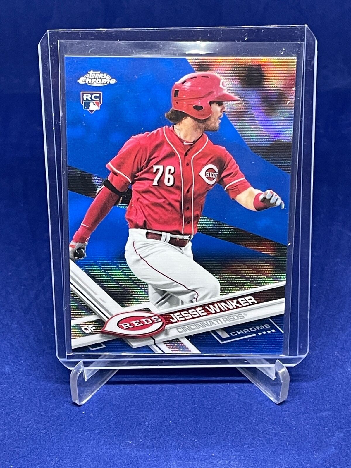 JESSE WINKER 2017 TOPPS CHROME BLUE WAVE REFRACTOR ROOKIE RC #D 55/75