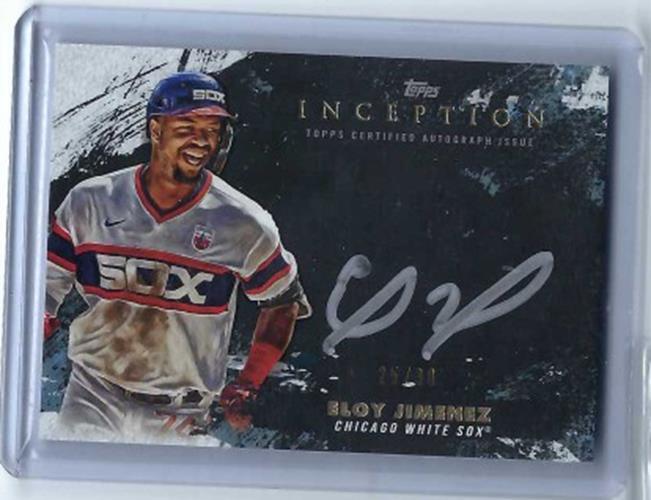 ELOY JIMENEZ 2021 TOPPS INCEPTION SILVER SIGNINGS ON CARD AUTO #D 25/30