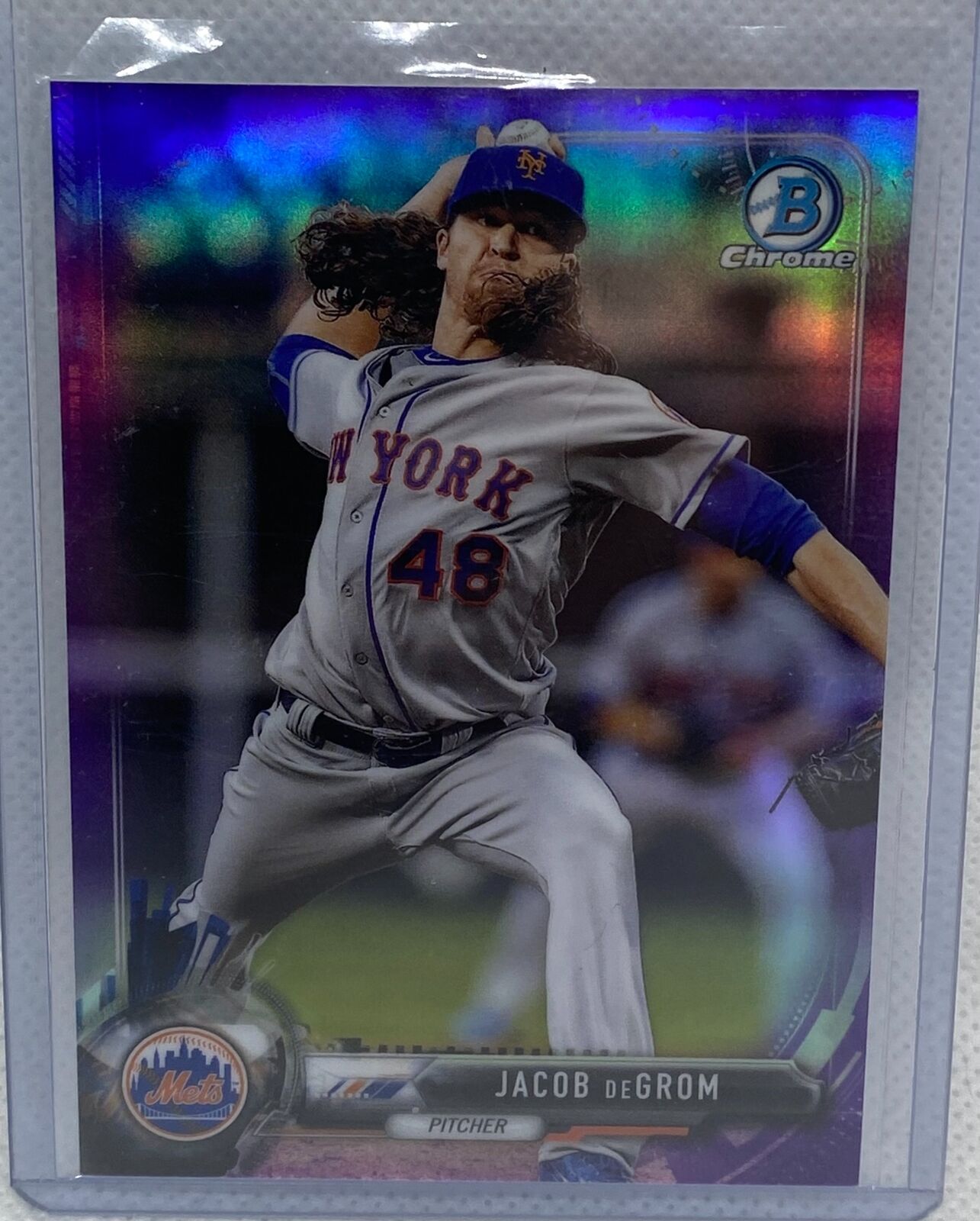 JACOB DEGROM 2017 TOPPS BOWMAN CHROME PURPLE REFRACTOR #D 10/250