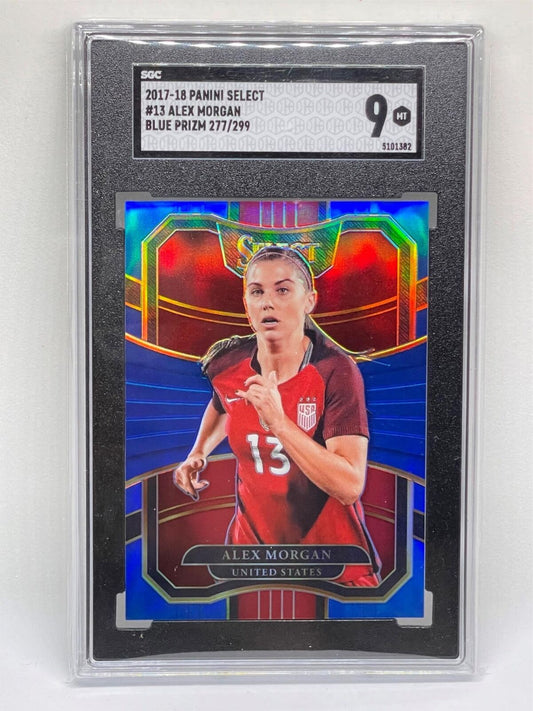 ALEX MORGAN 2017-18 PANINI SELECT BLUE PRIZM RC #D 277/299 SGC 9 MINT