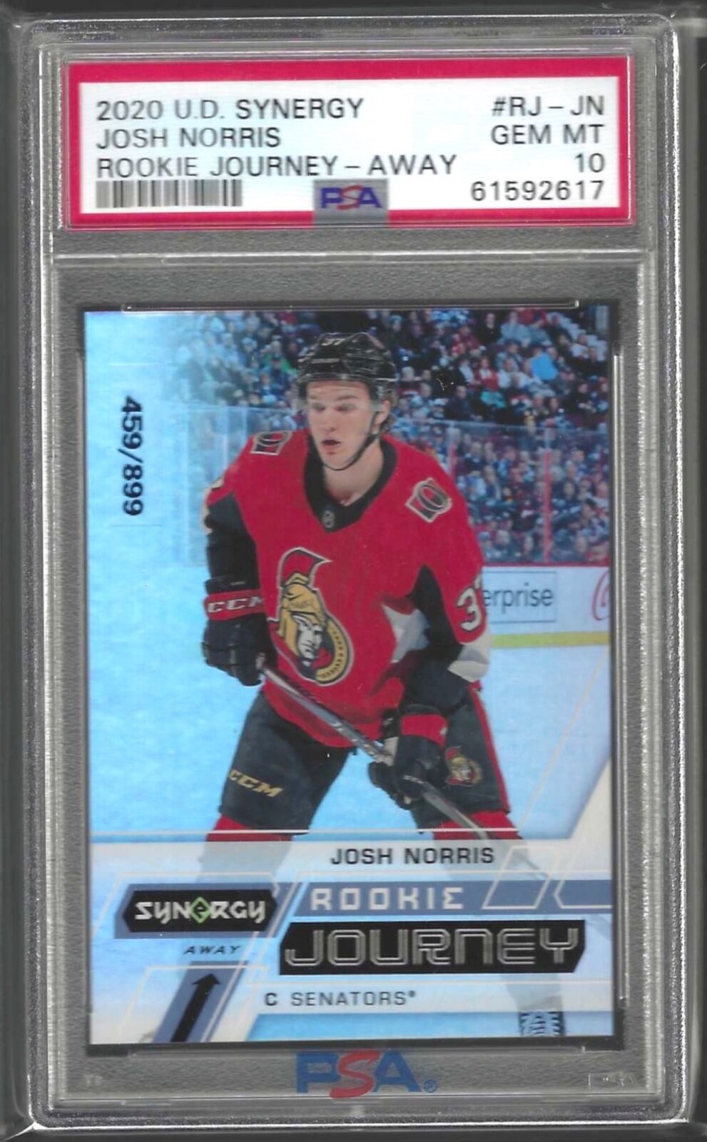 JOSH NORRIS 2020-21 UD SYNERGY ROOKIE JOURNEY RC /899 PSA 10 GEM MINT POP 1/1