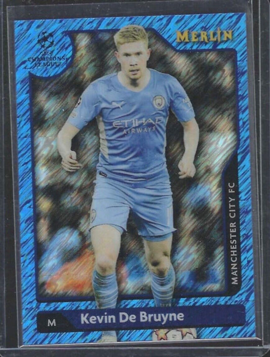 KEVIN DE BRUYNE 2021-22 TOPPS MERLIN BLUE SHIMMER REFRACTOR #D 16/75