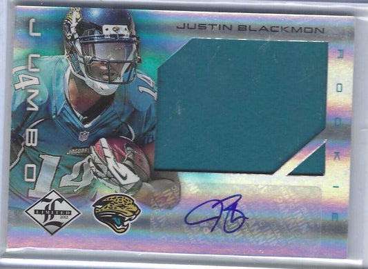 JUSTIN BLACKMON 2012 LIMITED JUMBO JERSEY PATCH AUTO RC #D 3/49