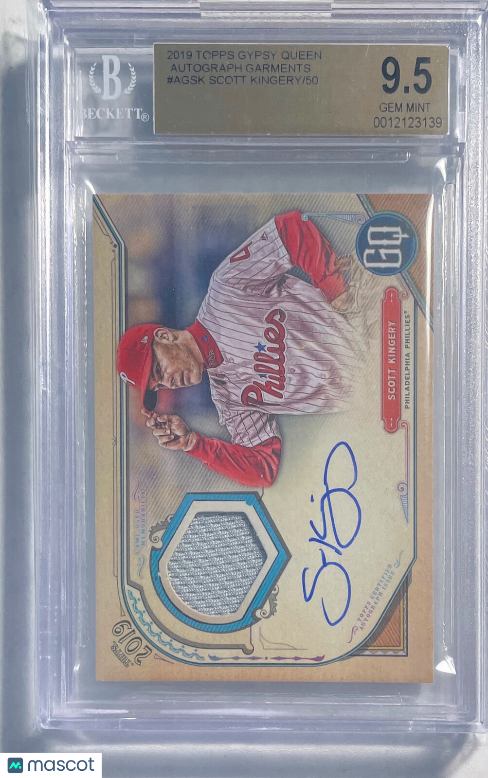 SCOTT KINGERY 2019 GYPSY QUEEN GARMENT JERSEY AUTO #D 12/50 BGS 9.5 GEM POP 1/1