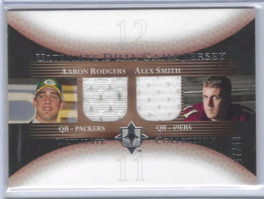 AARON RODGERS ALEX SMITH 2005 ULTIMATE COLLECTION DUAL GAME JERSEY RC #D 47/50