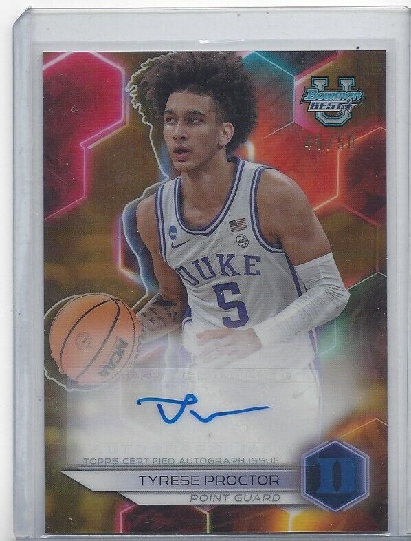 TYRESE PROCTOR 2023 BOWMAN'S BEST UNIVERSITY GOLD REFRACTOR AUTO #D /50