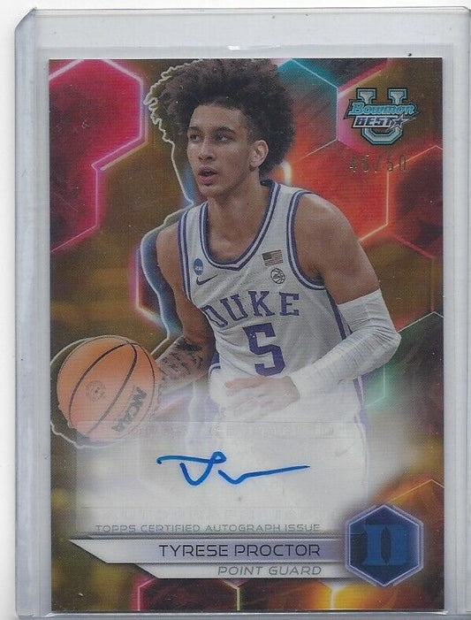 TYRESE PROCTOR 2023 BOWMAN'S BEST UNIVERSITY GOLD REFRACTOR AUTO #D /50