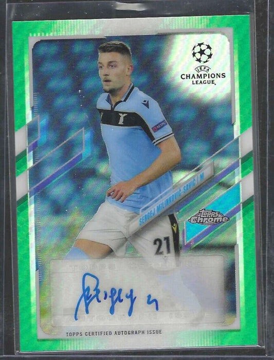 SERGEJ MILINKOVIC-SAVIC 2020-21 TOPPS CHROME UEFA GREEN REFRACTOR AUTO #D 48/99