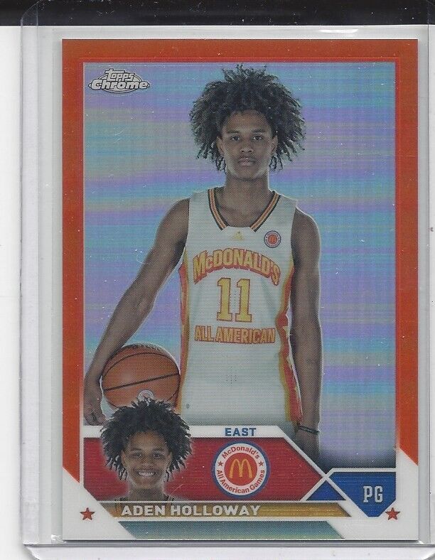 ADEN HOLLOWAY 2023 TOPPS CHROME MCDONALDS ALL AMERICAN ORANGE REFRACTOR #D 15/25