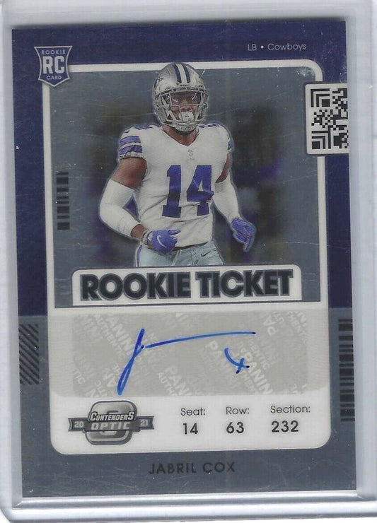 JABRIL COX 2021 PANINI CONTENDERS OPTIC ROOKIE TICKET AUTO RC #176