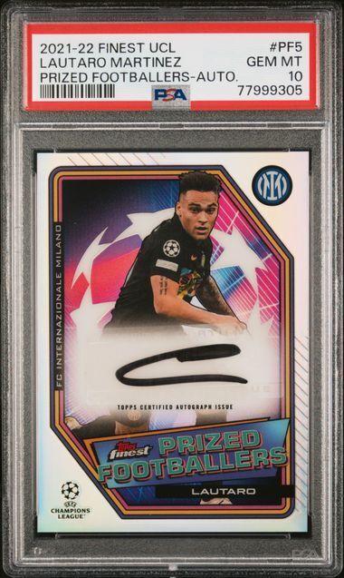 LAUTARO MARTINEZ 2021 FINEST UCL PRIZED FOOTBALLERS REFRACTOR AUTO /200 PSA 10
