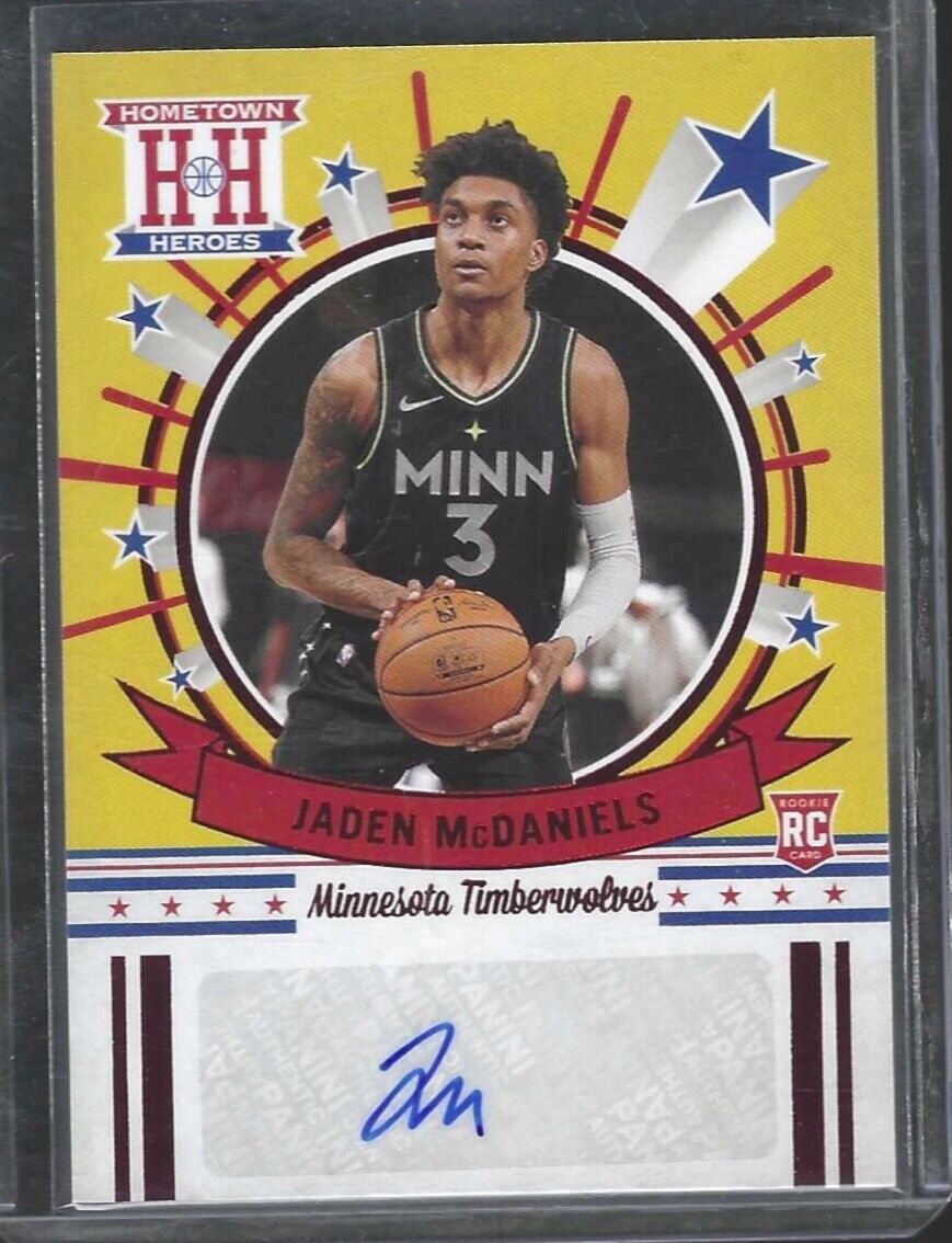 JADEN MCDANIELS 2020-21 PANINI CHRONICLES HOMETOWN HEROES RED AUTO RC #HH-JMD