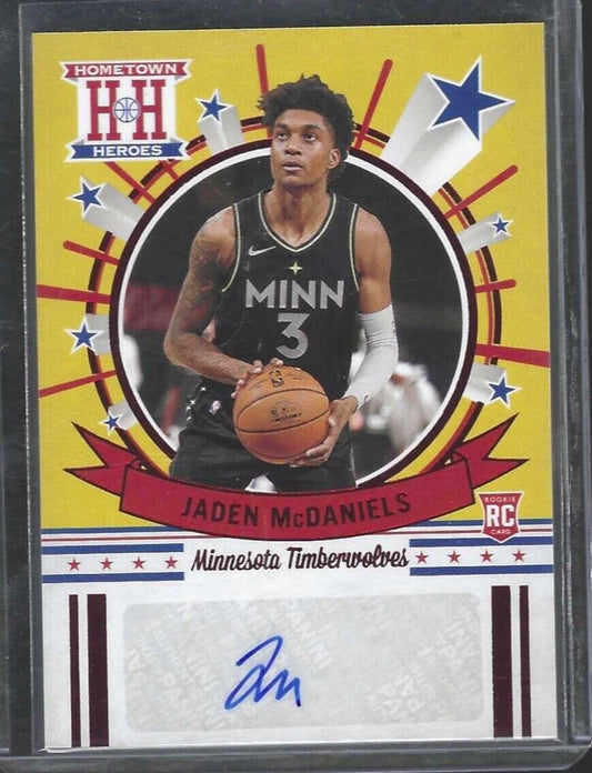 JADEN MCDANIELS 2020-21 PANINI CHRONICLES HOMETOWN HEROES RED AUTO RC #HH-JMD