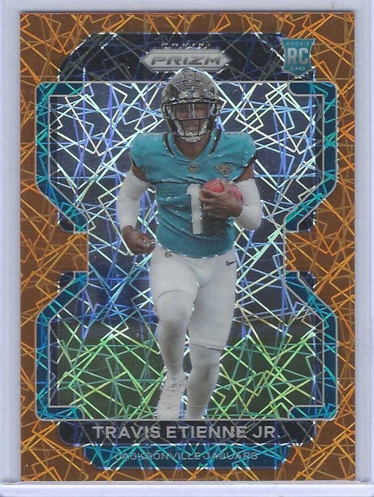 TRAVIS ETIENNE JR 2021 PANINI PRIZM ORANGE LAZER PRIZM ROOKIE RC #344