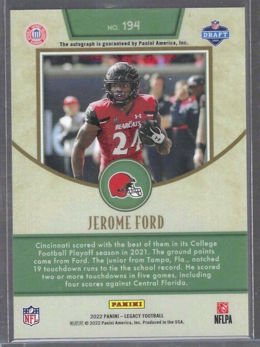 JEROME FORD 2022 PANINI LEGACY SILVER PRIZM ROOKIE AUTO RC #194