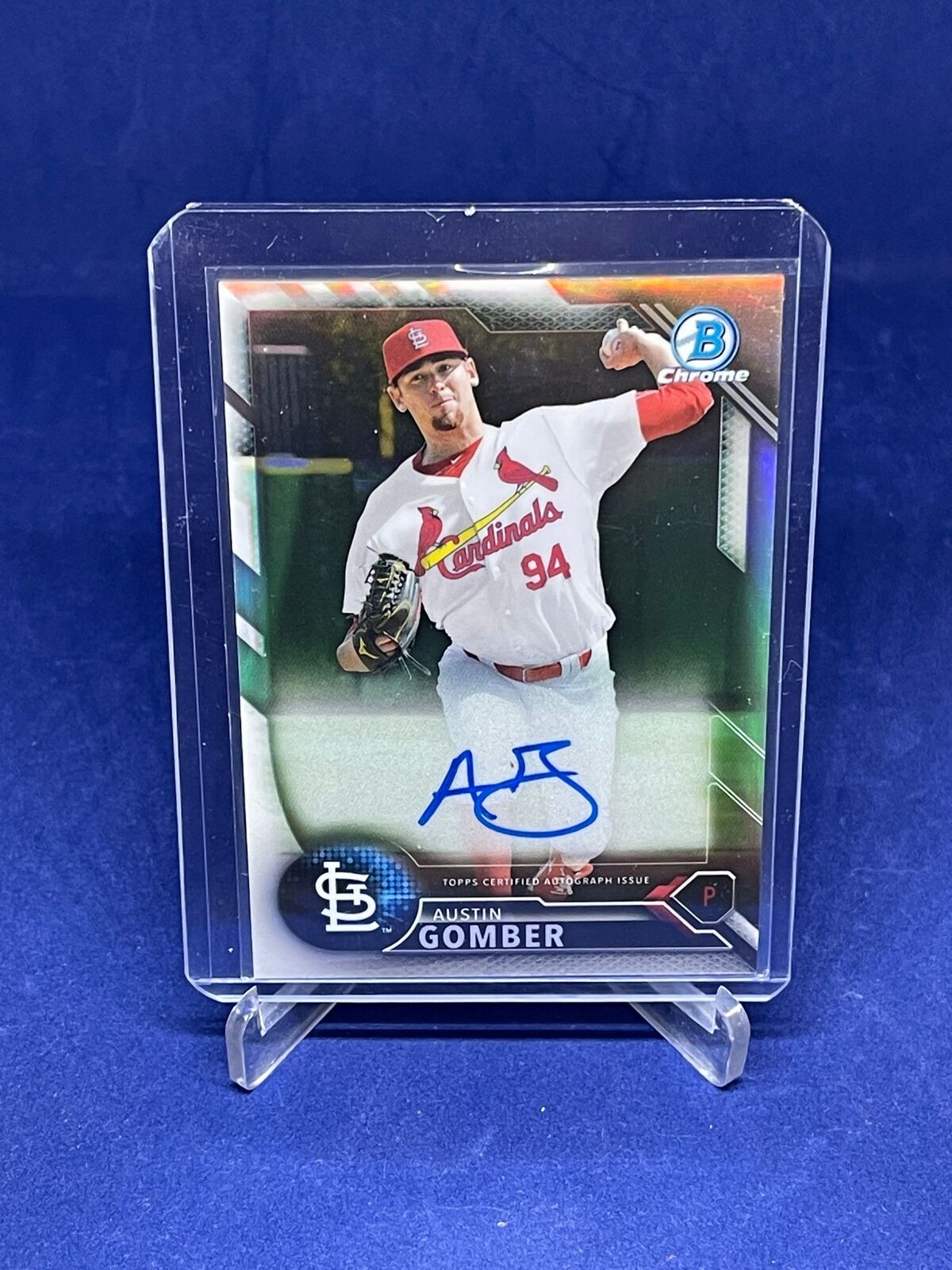 AUSTIN GOMBER 2016 BOWMAN CHROME REFRACTOR ON CARD AUTO PROSPECT #D 432/499